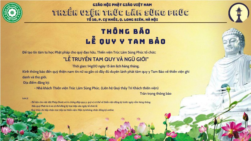 Lễ Quy Y Tam Bảo vào ngày 15 Âm lịch hàng tháng